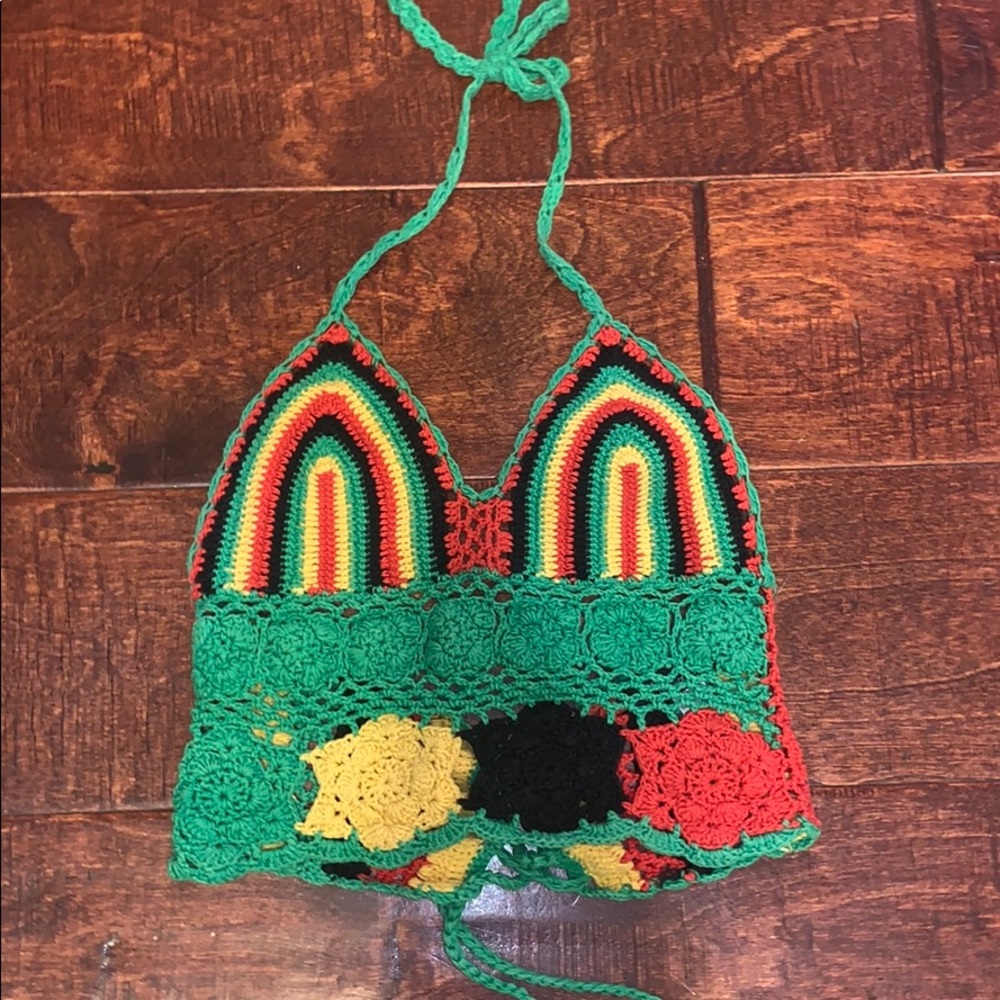 Rasta Crochet Rave Crop Top
